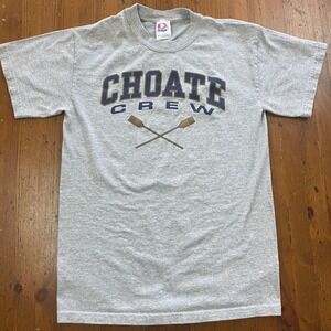 Vintage Y2K Mens S Choate University Crew T-Shirt Gray‎ Short Sleeve Rowing